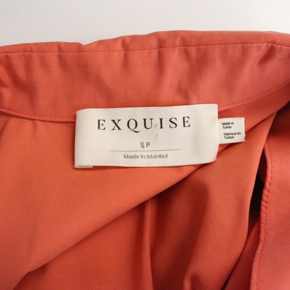 Anthropologie Exquise The Tobie Pleated Jumpsuit Bright Poppy Peach Small Petite - Picture 7 of 10